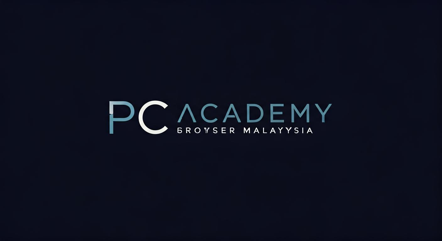 Simple geometric logotype with clean sans-serif letters forming PPC Academy Malaysia, minimal lines and a single accent square for easy, modern recognition.